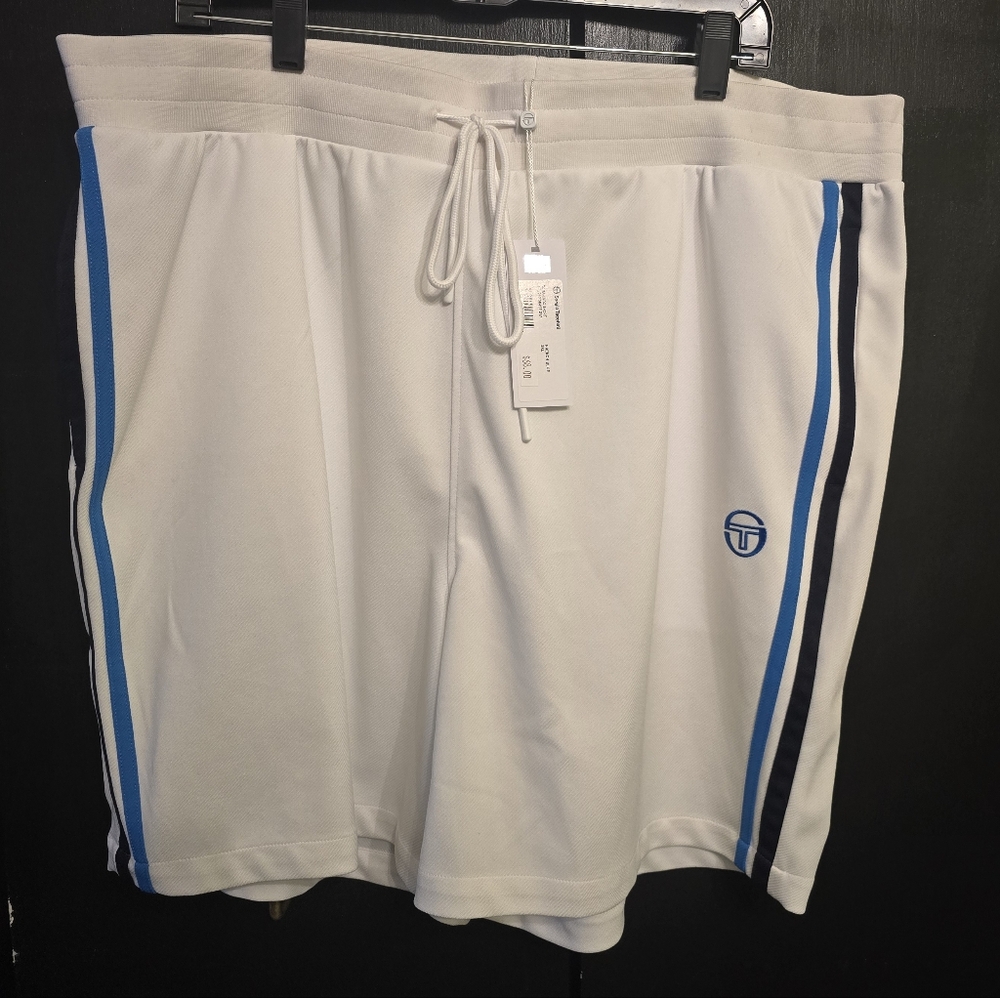 Sergio Tacchini Damarindo White Shorts with Blue Stripes Size 2x NWT